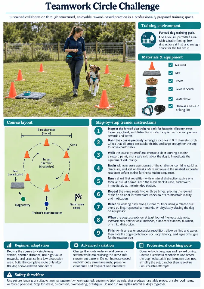 Teamwork work circle challenge game card