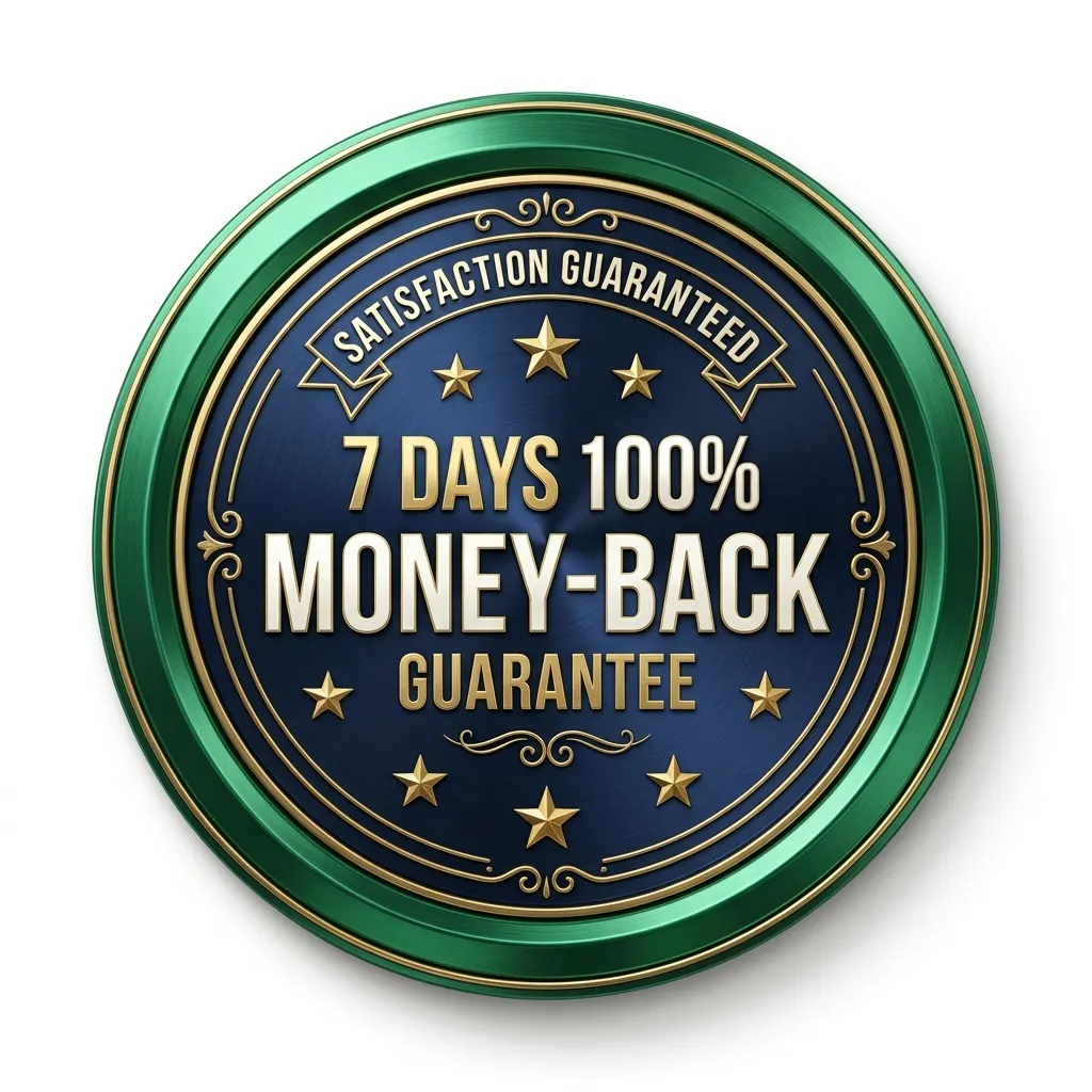 7 Days 100% Money-Back Guarantee Official Seal